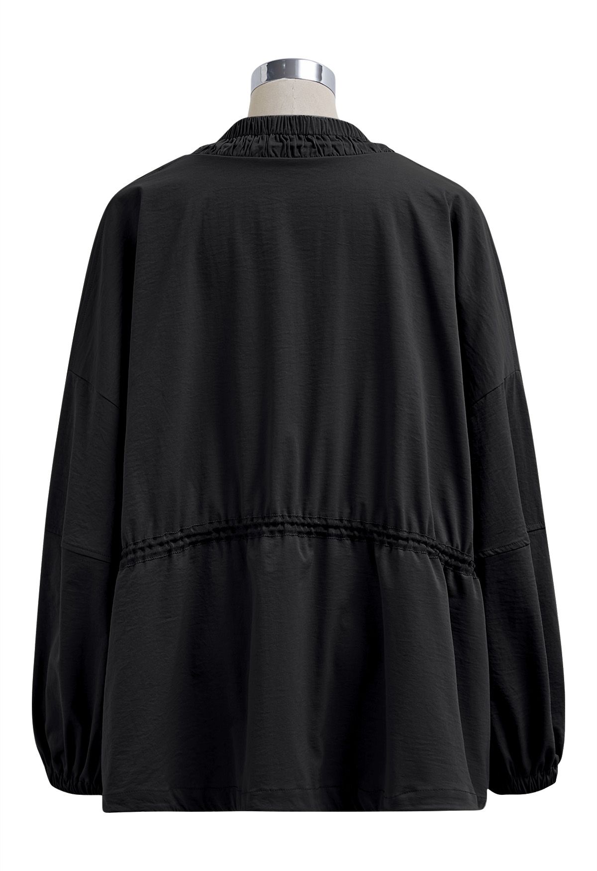 Laid-Back Side Pocket Drawstring Parka in Black