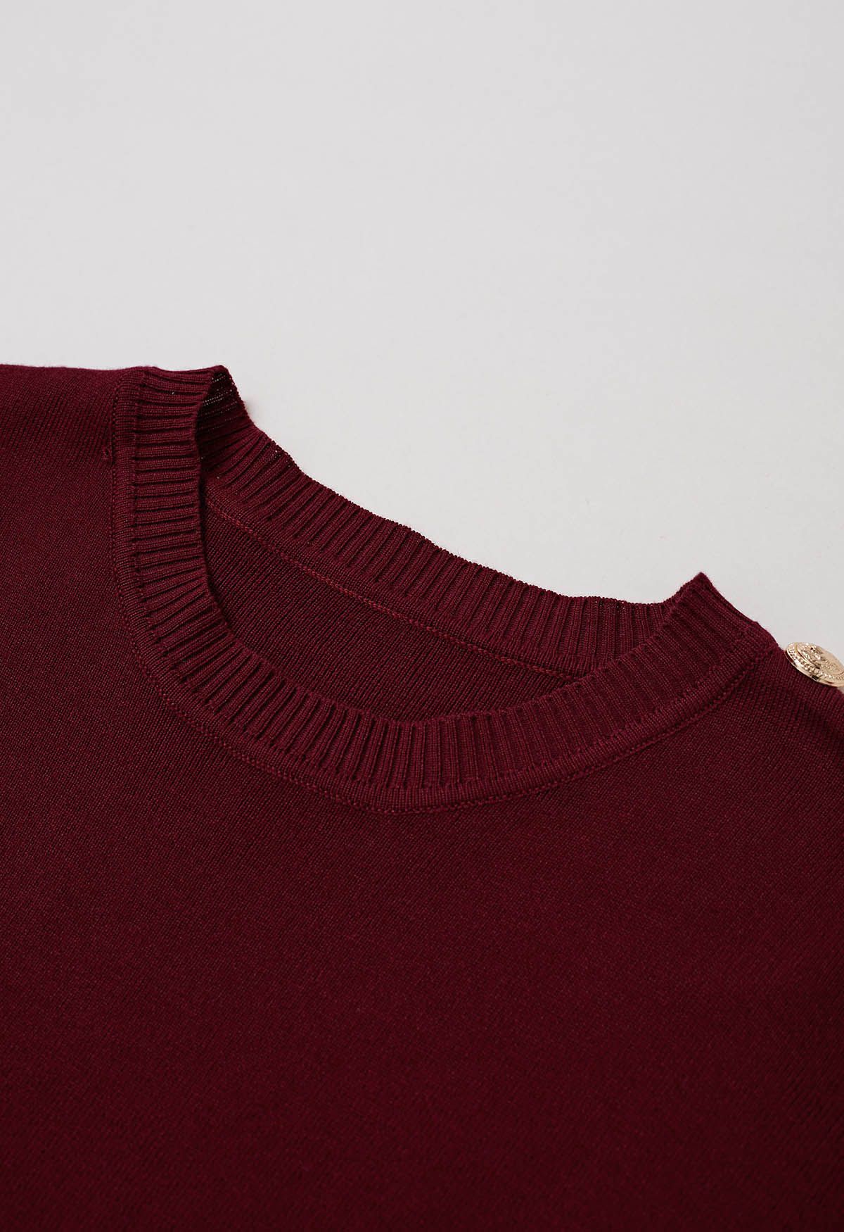 Contrast Detail Knit Poncho and Pants Set in Burgundy