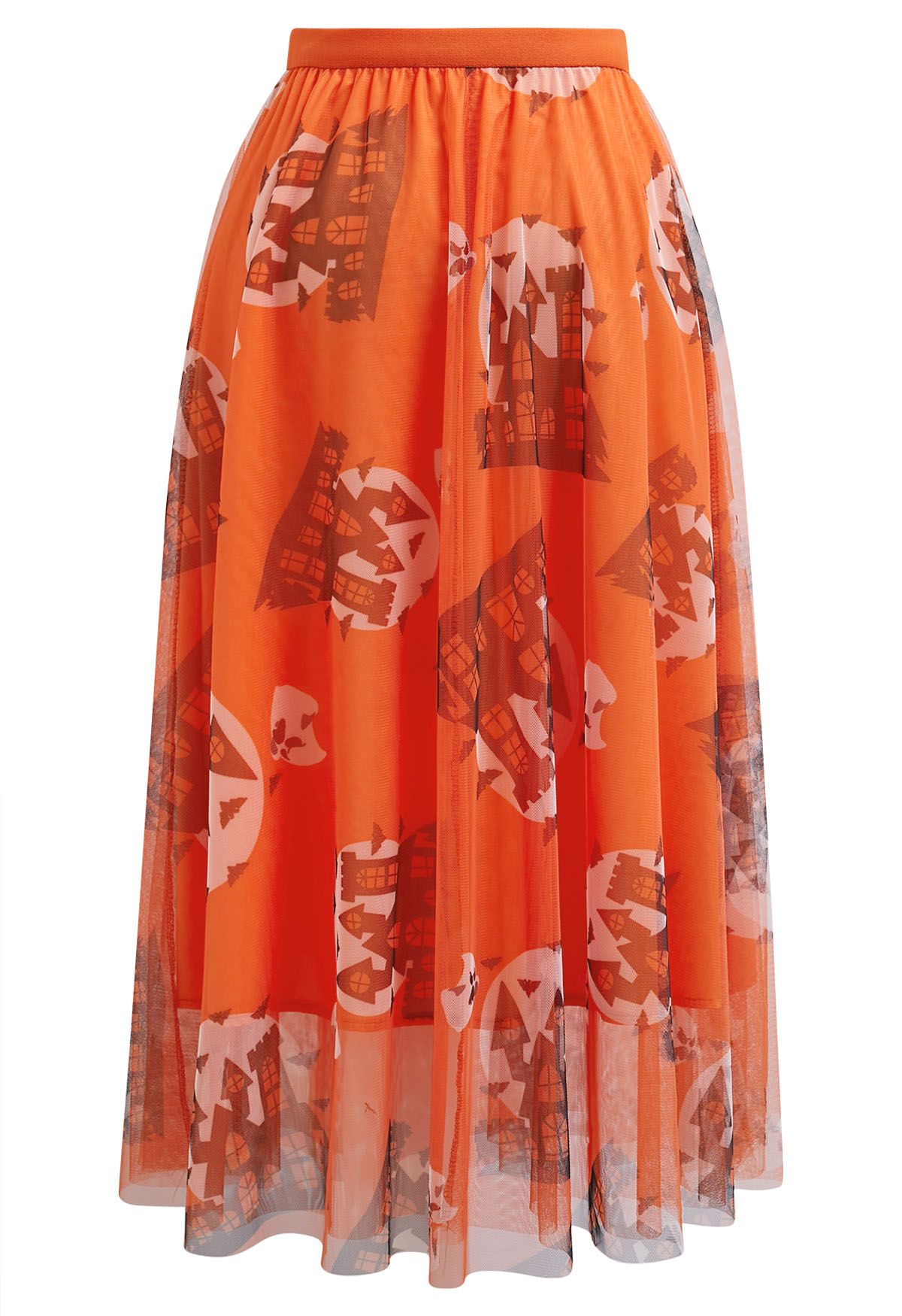 Vibrant Orange Haunted Castle Tulle Skirt