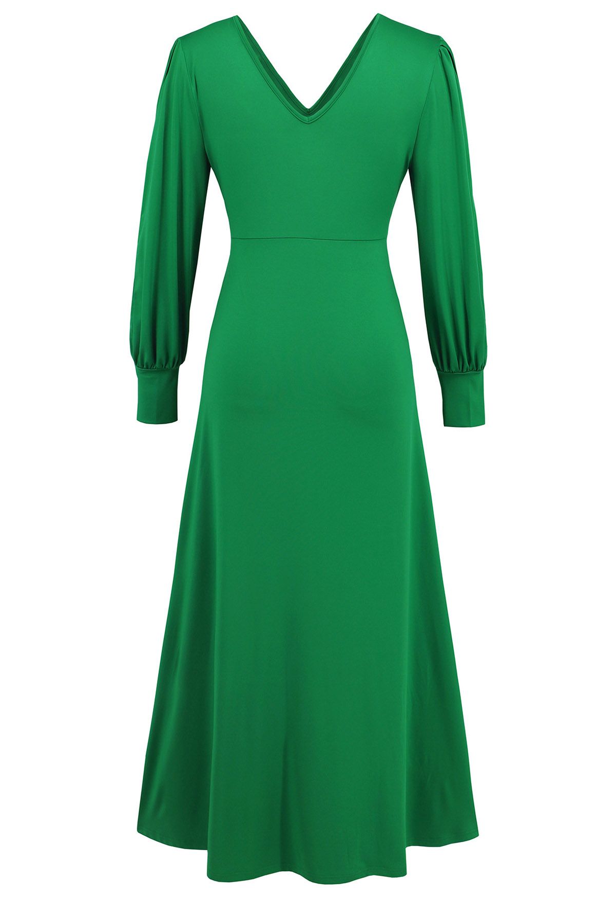 Twist Front V-Neck Cutout Sleeve Maxi Dress in Green