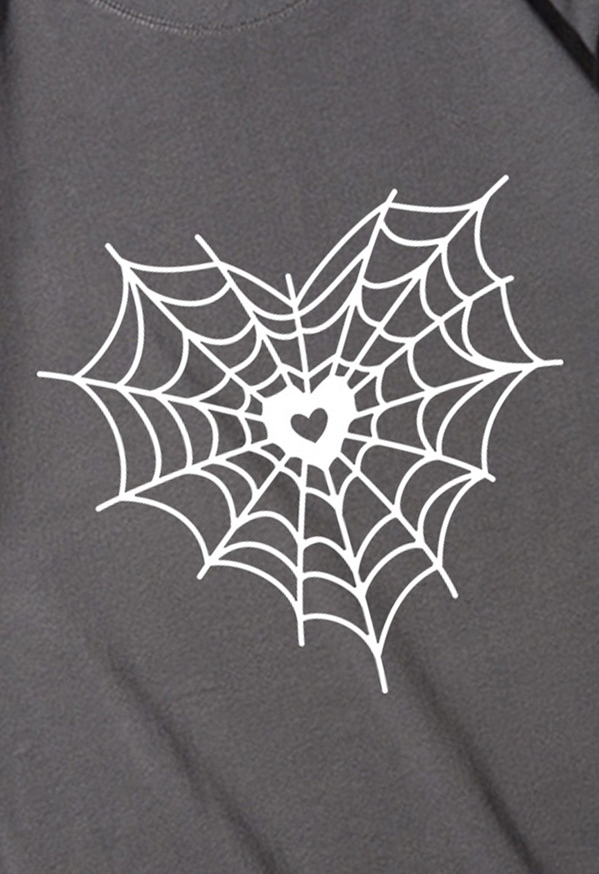 White Heart Spider Web Pattern T-Shirt