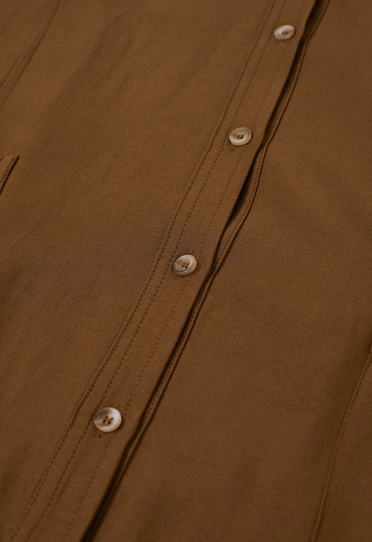 Minimalist Front Pocket Button Down Shirt in Caramel