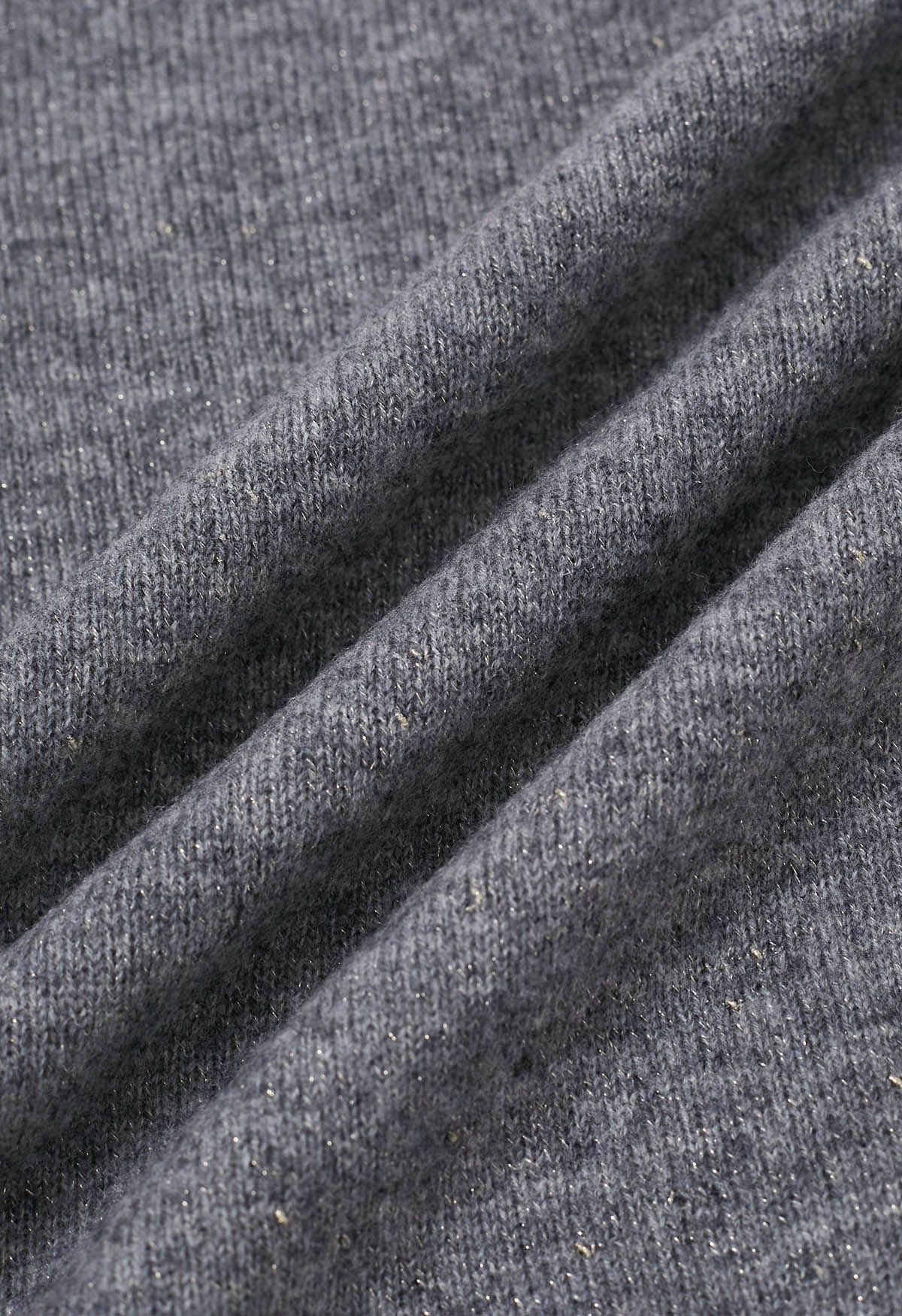 Integral Metallic Thread Mock Neck Wool Sweater in Smoke