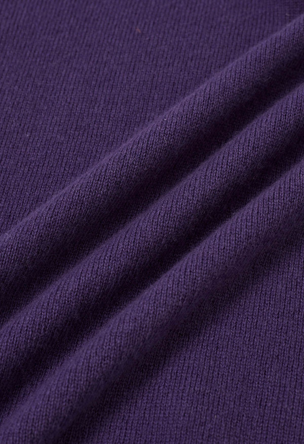 Heartwarming Mock Neck Long-Sleeve Wool Sweater in Purple