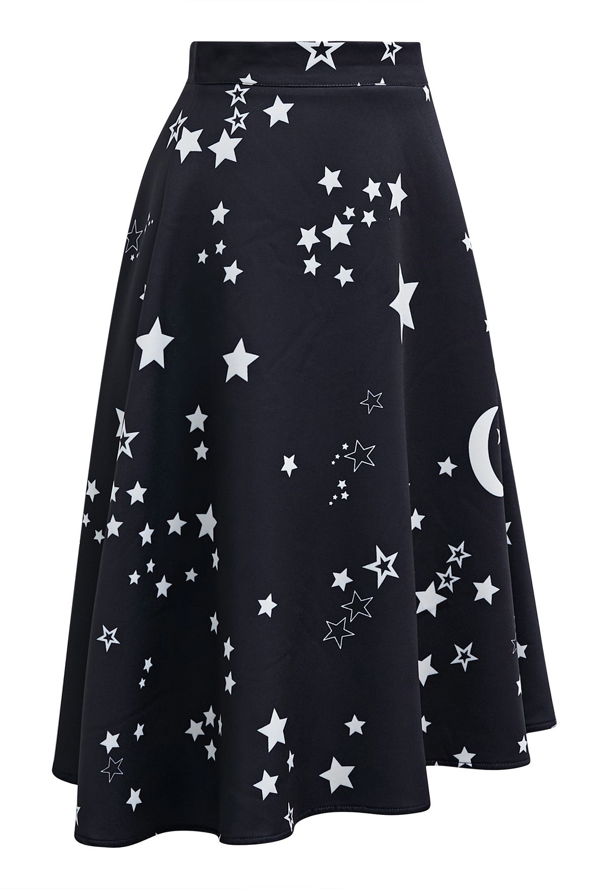 Nightfall Moon and Star Flare Midi Skirt