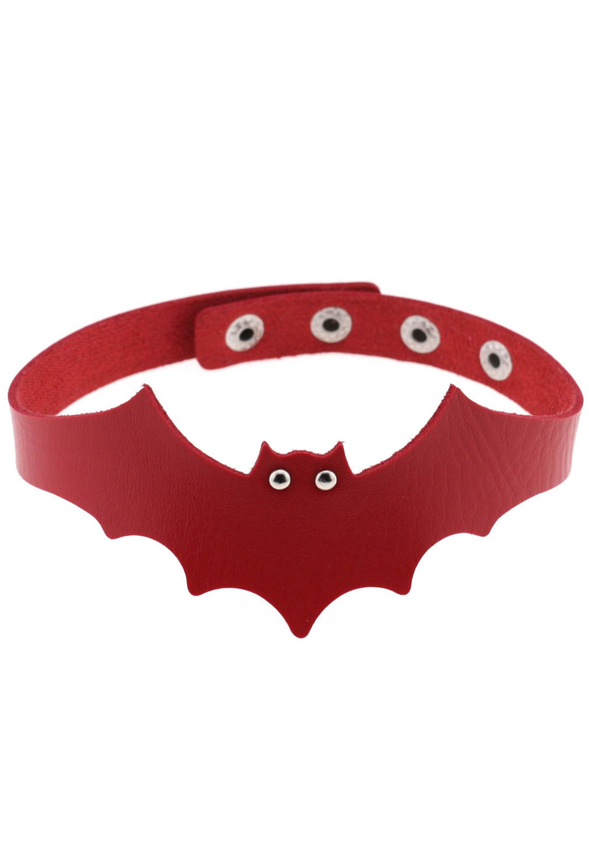 Cute Bat Faux Leather Choker in Red