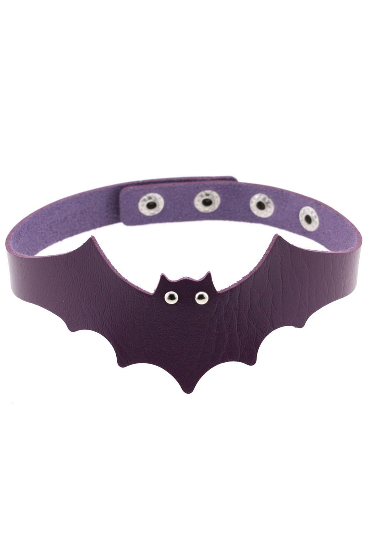 Cute Bat Faux Leather Choker in Purple