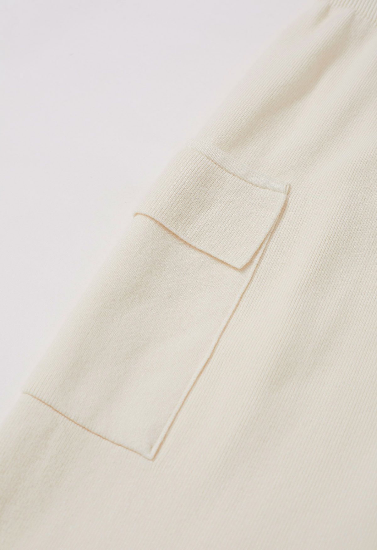 Fake Pocket Stylish Tie-Waist Knit Skirt in Cream