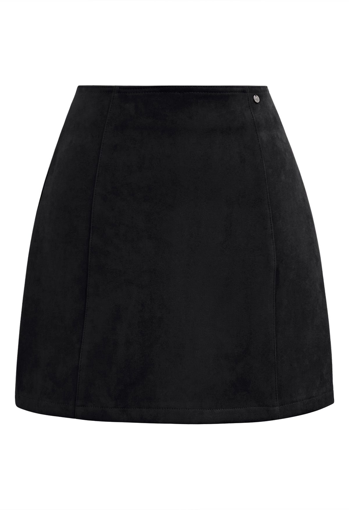 Retro Chic Faux Suede Mini Skirt in Black