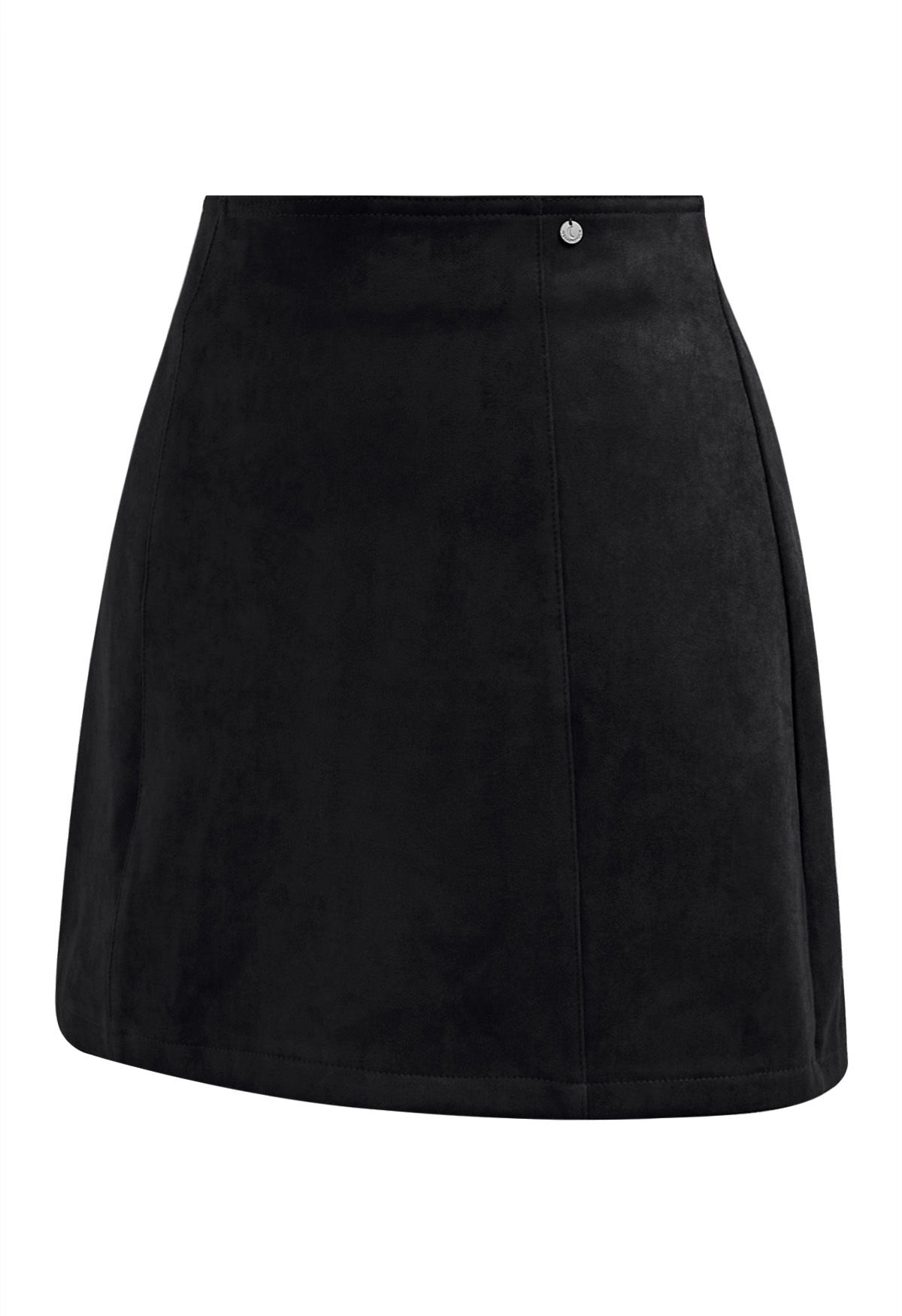 Retro Chic Faux Suede Mini Skirt in Black