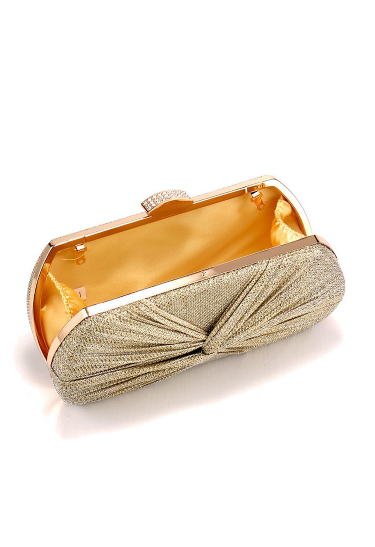 Shining Gift Knotted Clutch in Gold