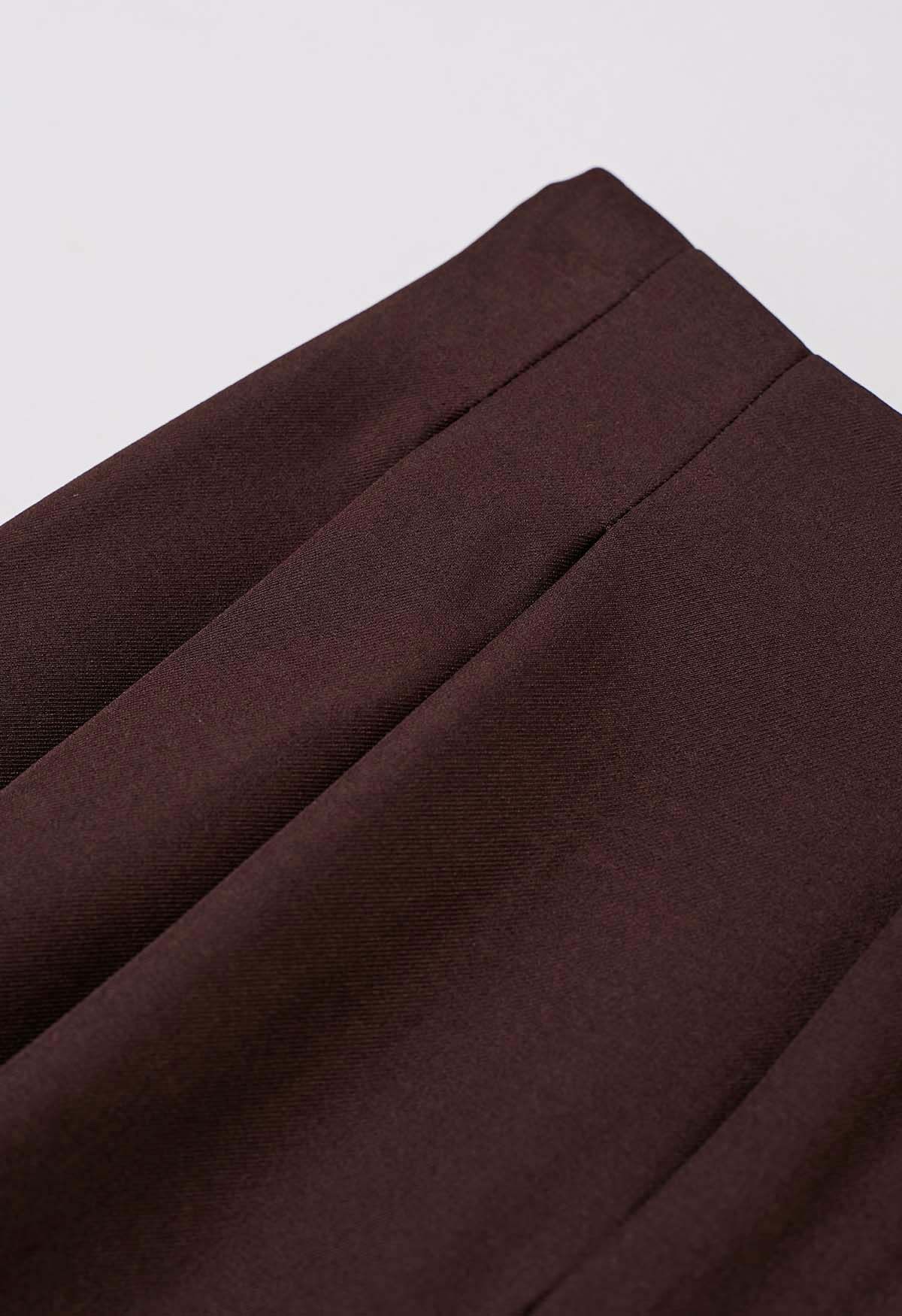 Allure in Motion Elastic Waist Pleats Palazzo Pants in Burgundy