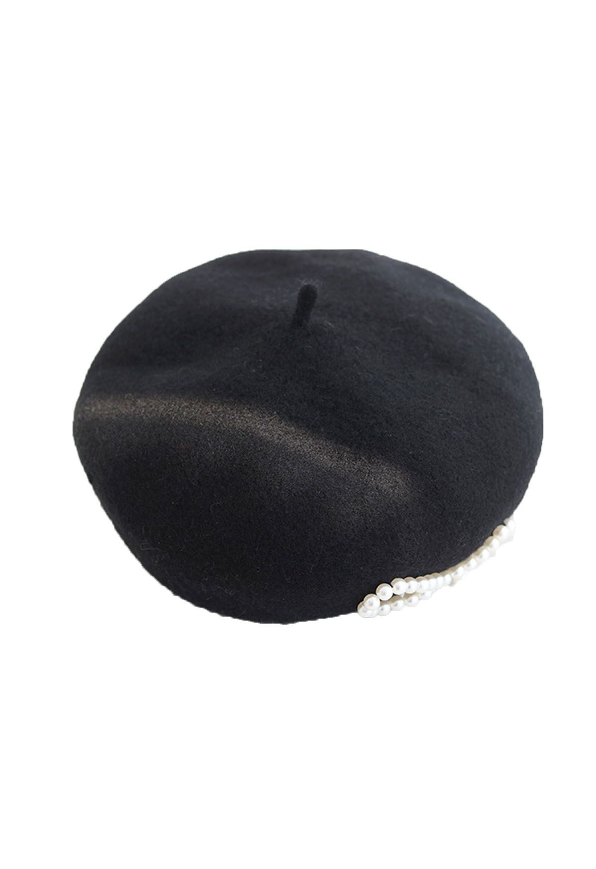 Pearl Bowknot Wool-Blend Beret