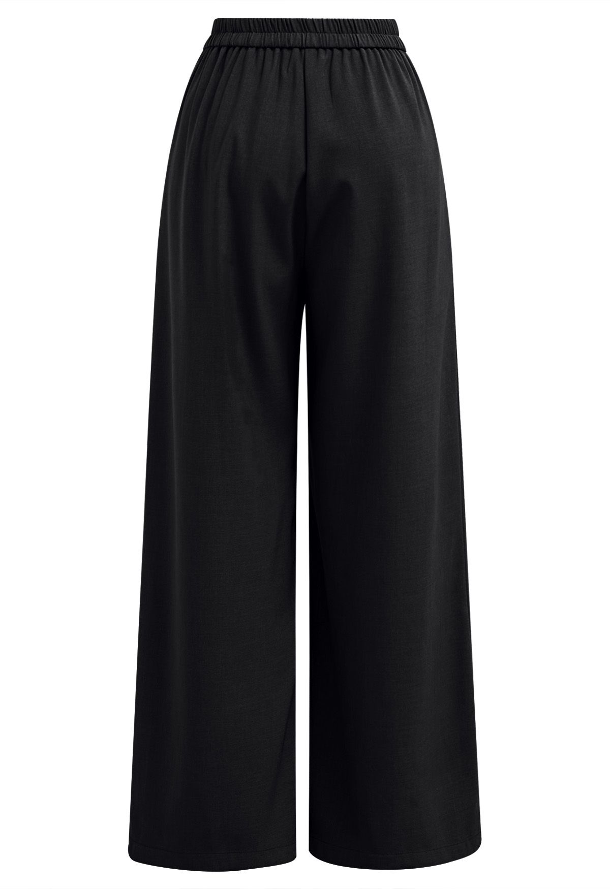 Effortless Polished Buttoned Pleats Palazzo Pants in Black