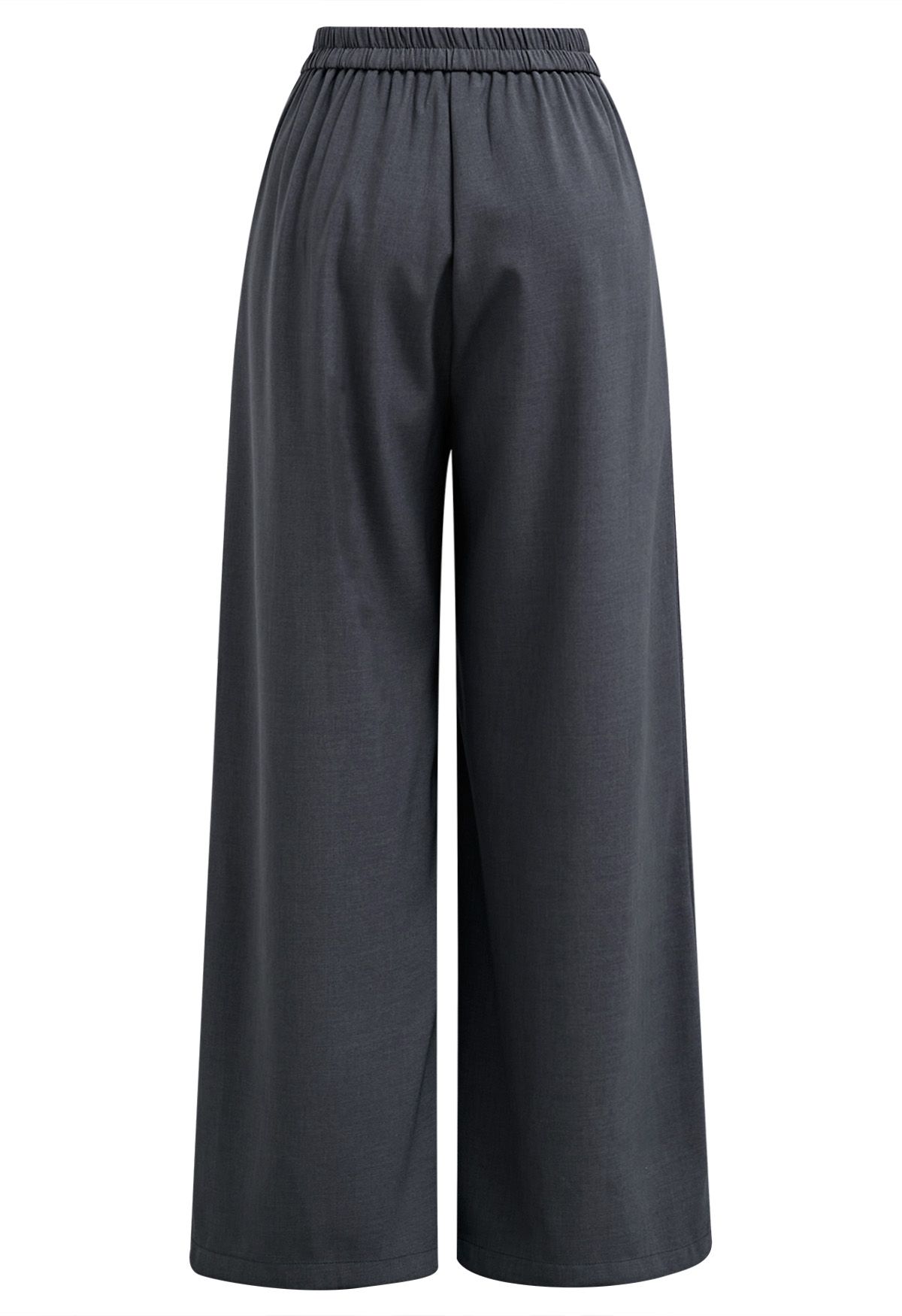 Effortless Polished Buttoned Pleats Palazzo Pants in Grey