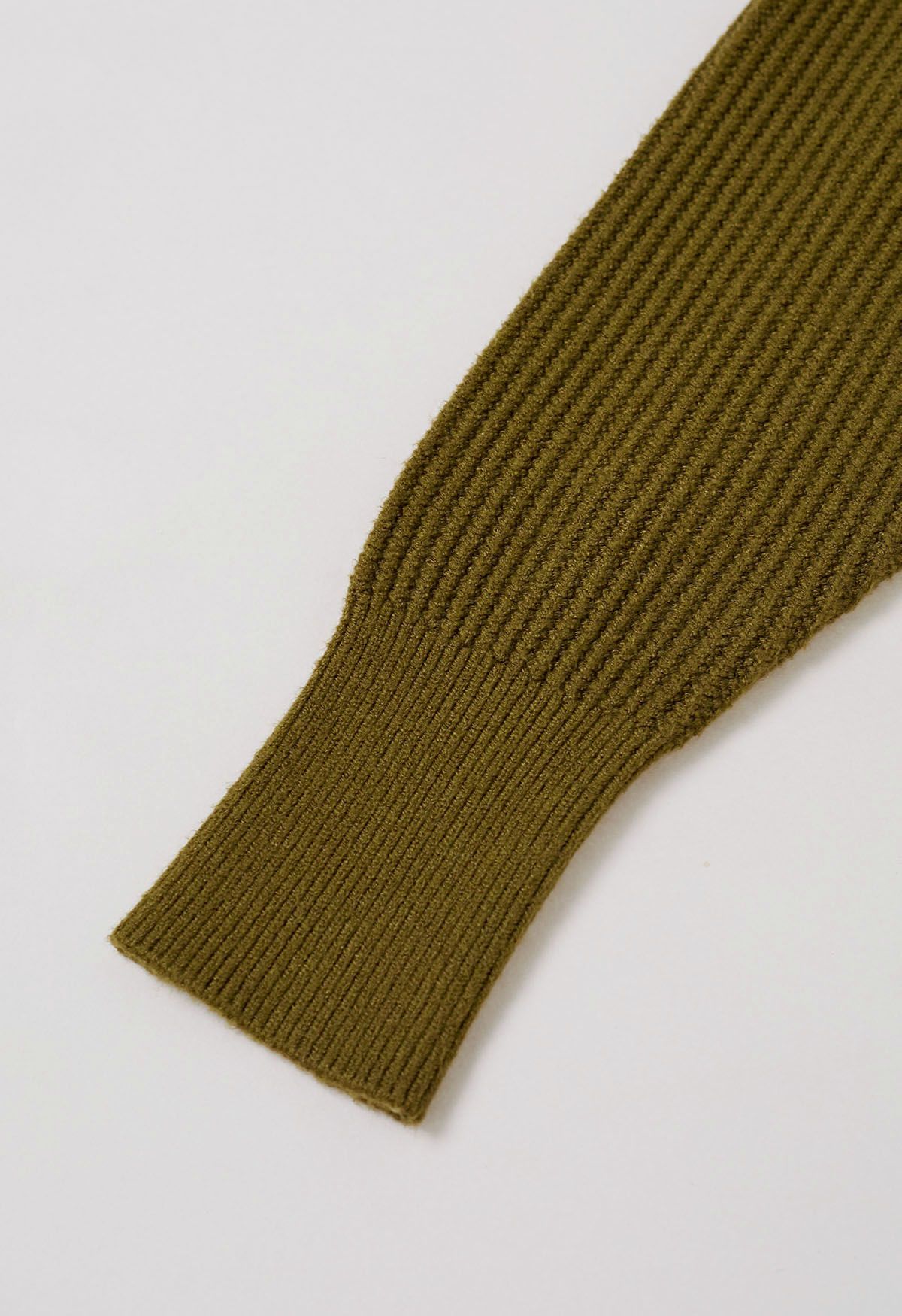 Asymmetric Fringe Hem Drop Shoulder Knit Sweater in Olive