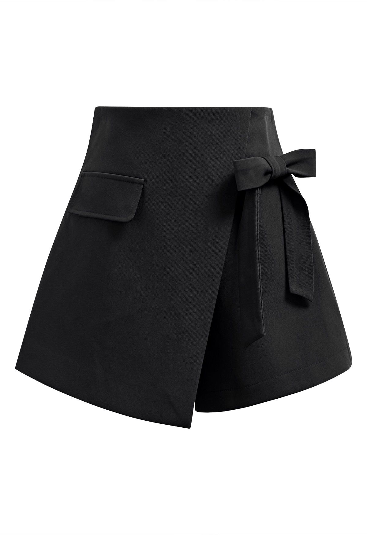 Statement Bowknot Flap Mini Skorts in Black