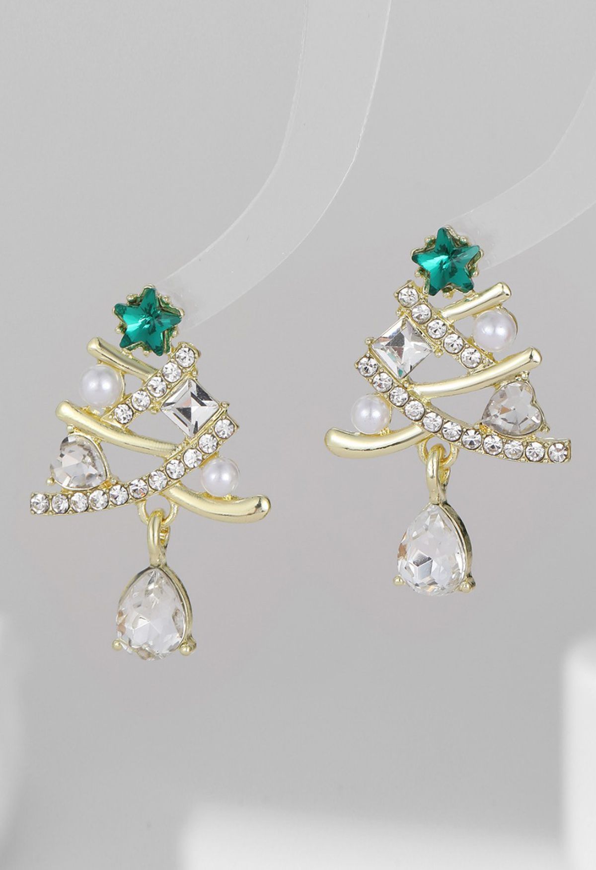 Emerald Star Hollow Out Tree Earrings