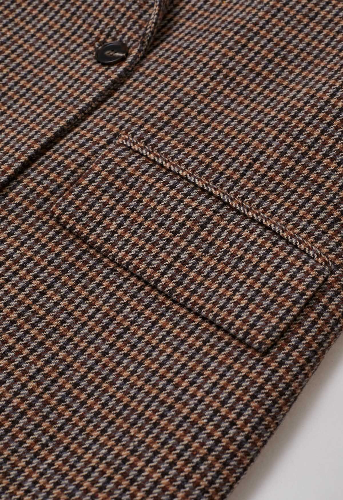 Refined Houndstooth Double-Breasted Wool-Blend Blazer