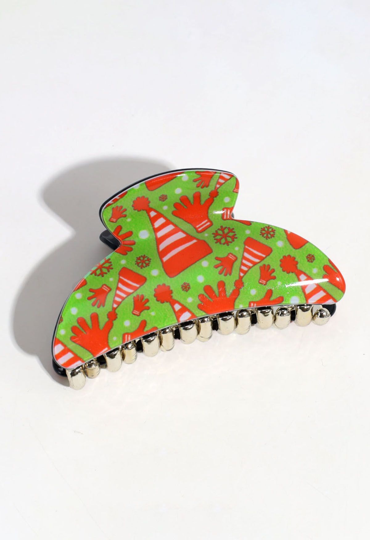 Cute Christmas Pattern Hair Claw in Green