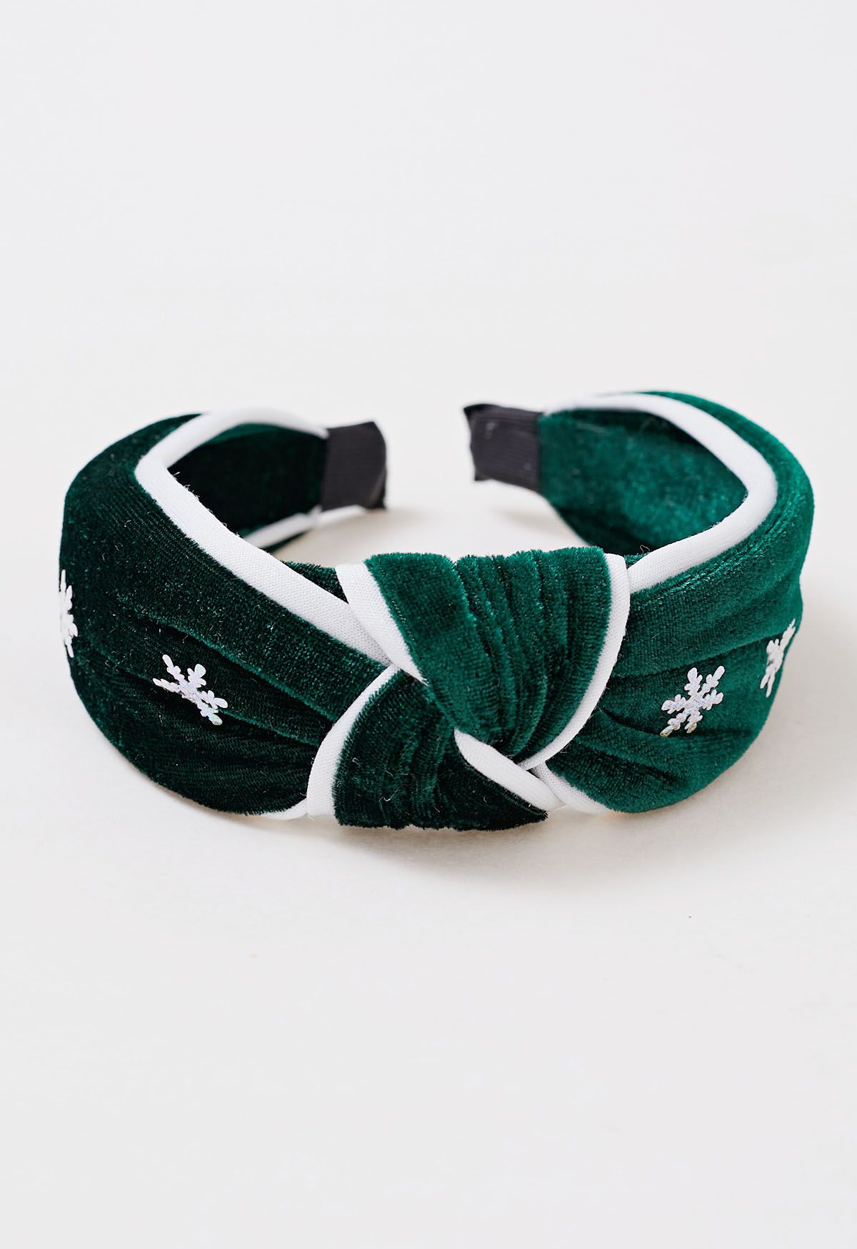 Contrast Snowflake Velvet Knotted Headband