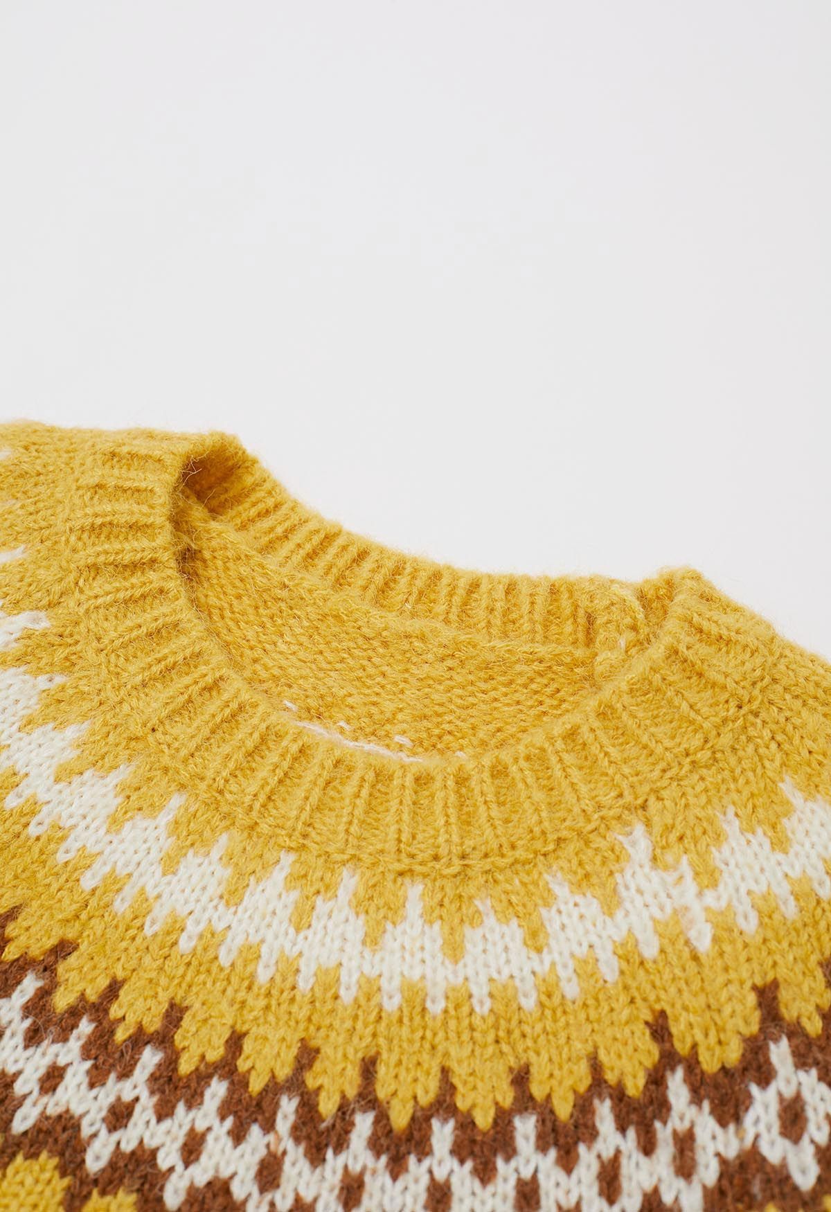 Playful Waterdrop Fair Isle Knit Sweater in Yellow