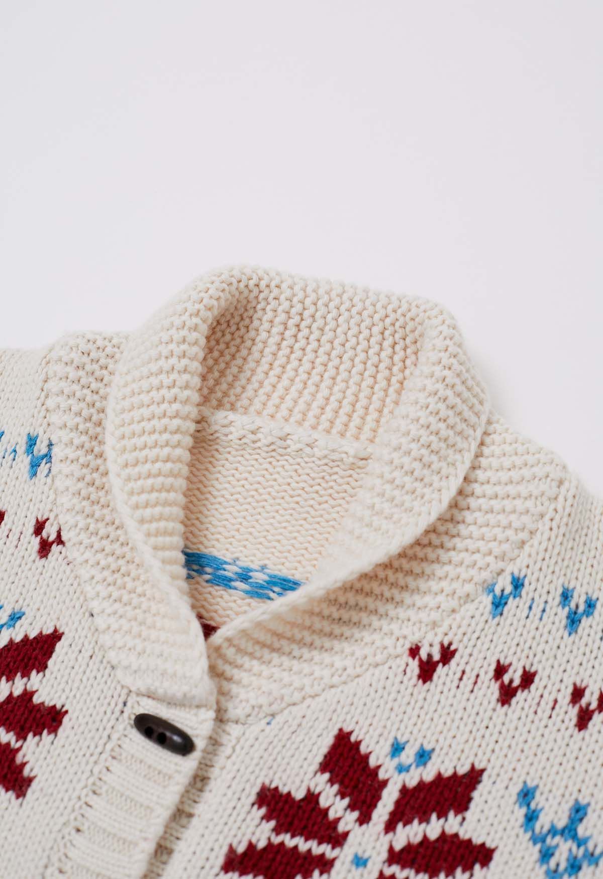 Lucky Elk Fair Isle Button Knit Cardigan