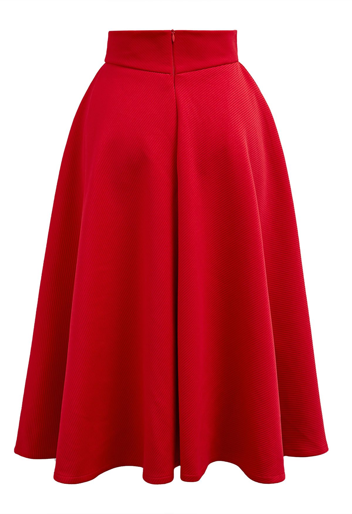 Classic Simplicity A-Line Midi Skirt in Red