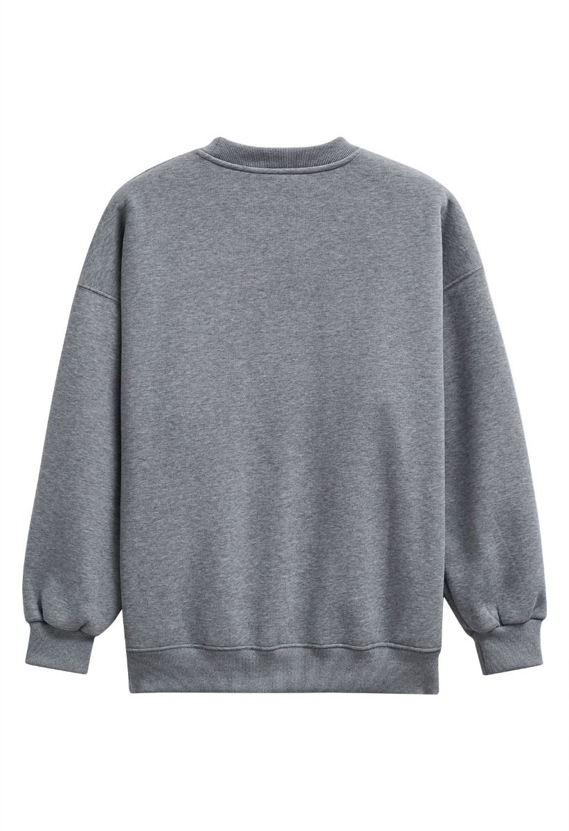 Pretty Soul Fleece-Lined Oversize Sweatshirt in Grey