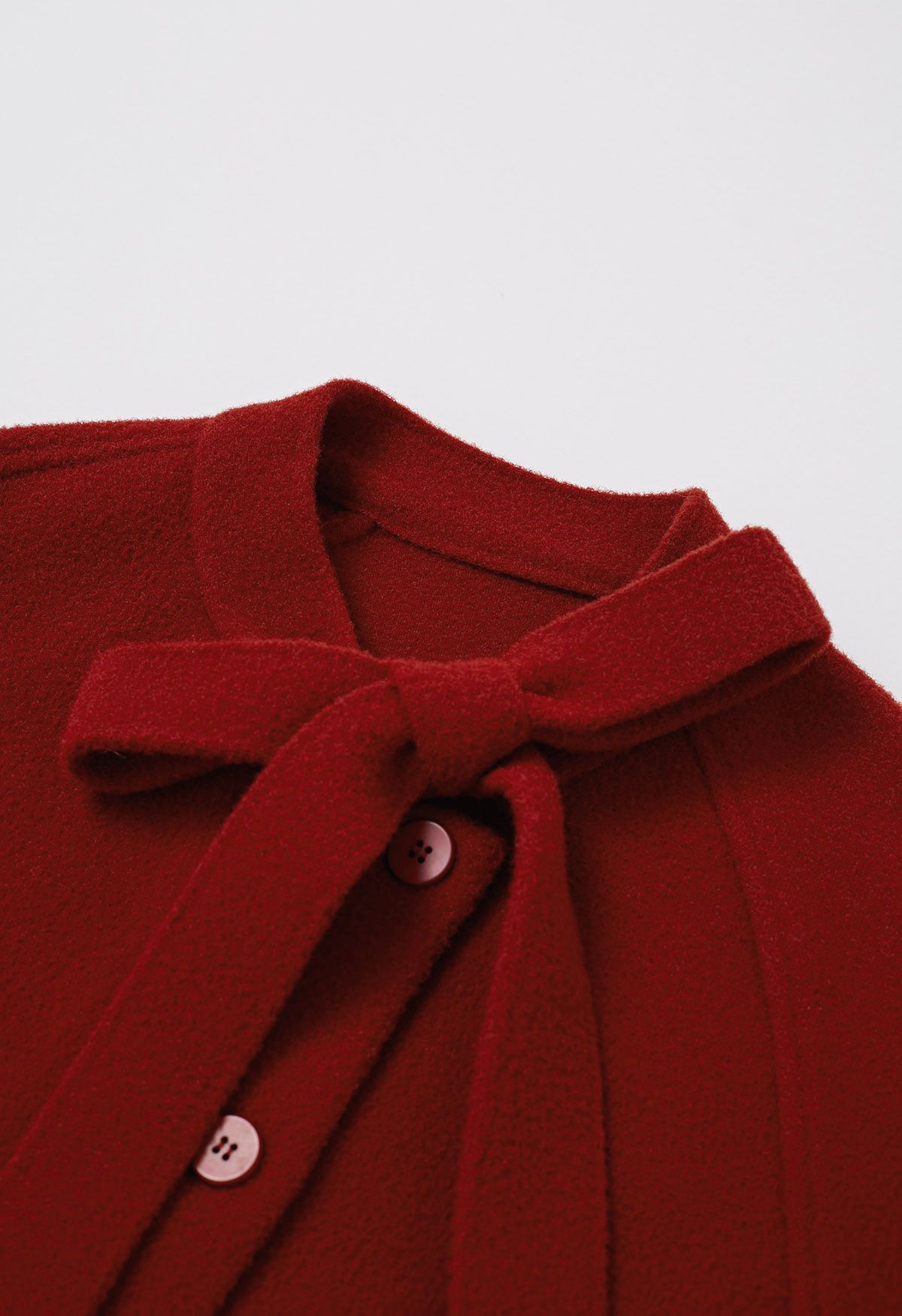 Pretty Bowknot Faux Fur Buttoned Knit Coat in Red