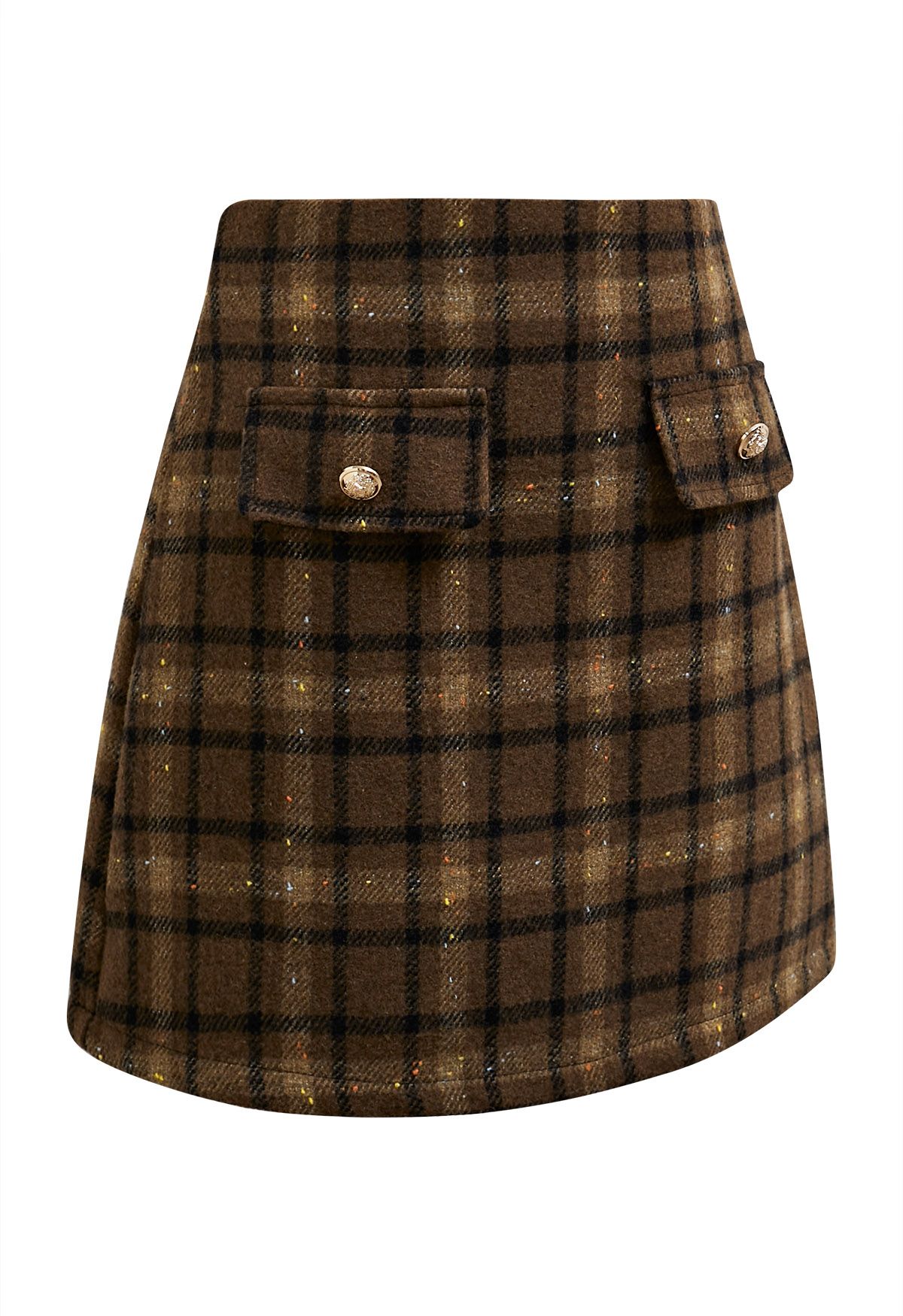 Flickering Plaid Mini Bud Skirt in Brown