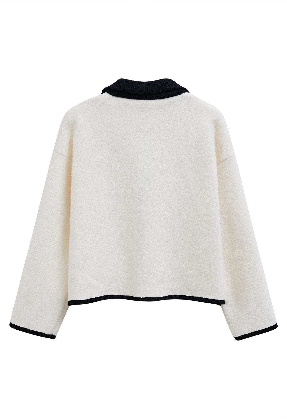 Contrast Horsebit Fastening Knit Cardigan in Ivory