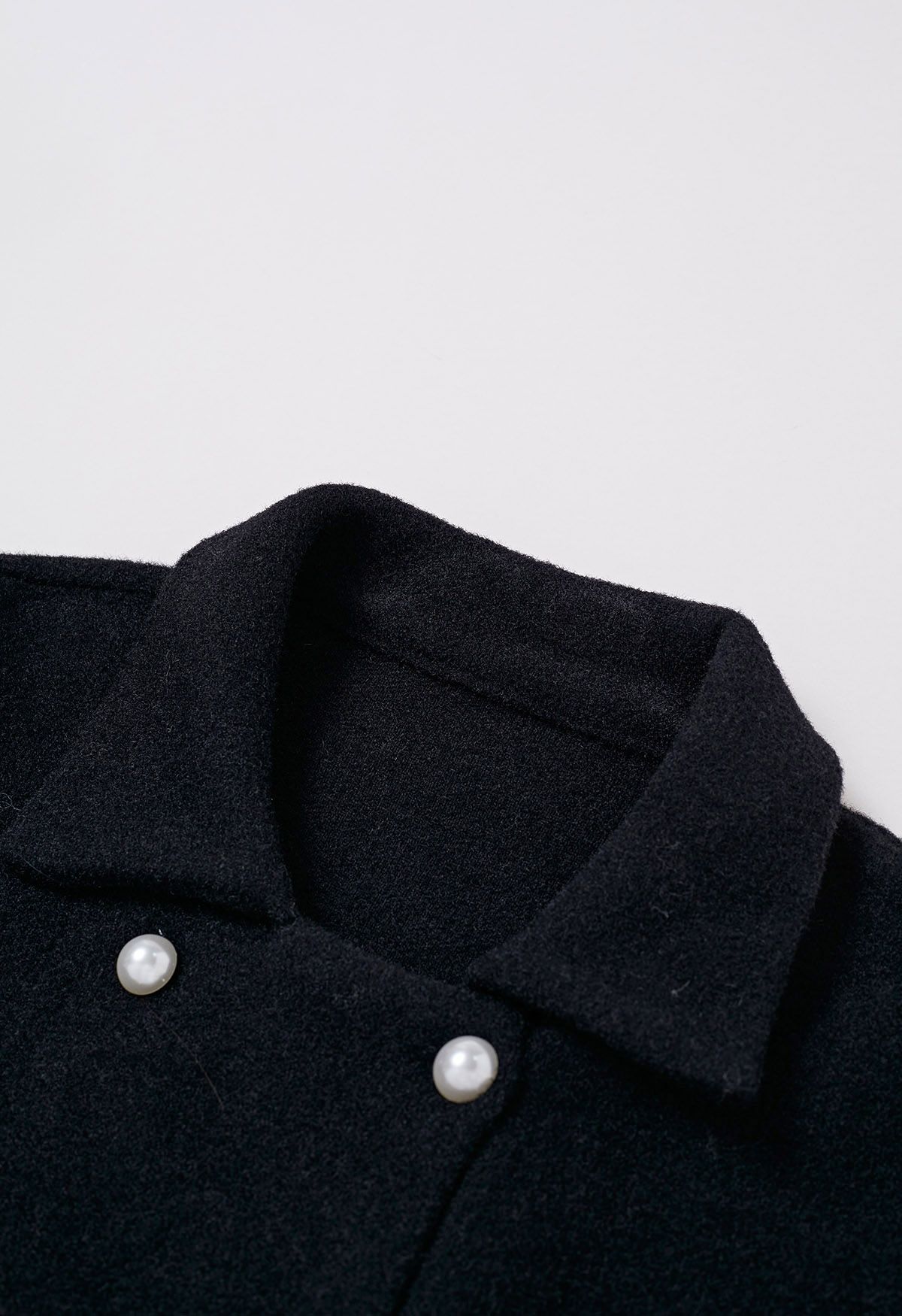 Pearl Double-Breasted Knit Coat in Black