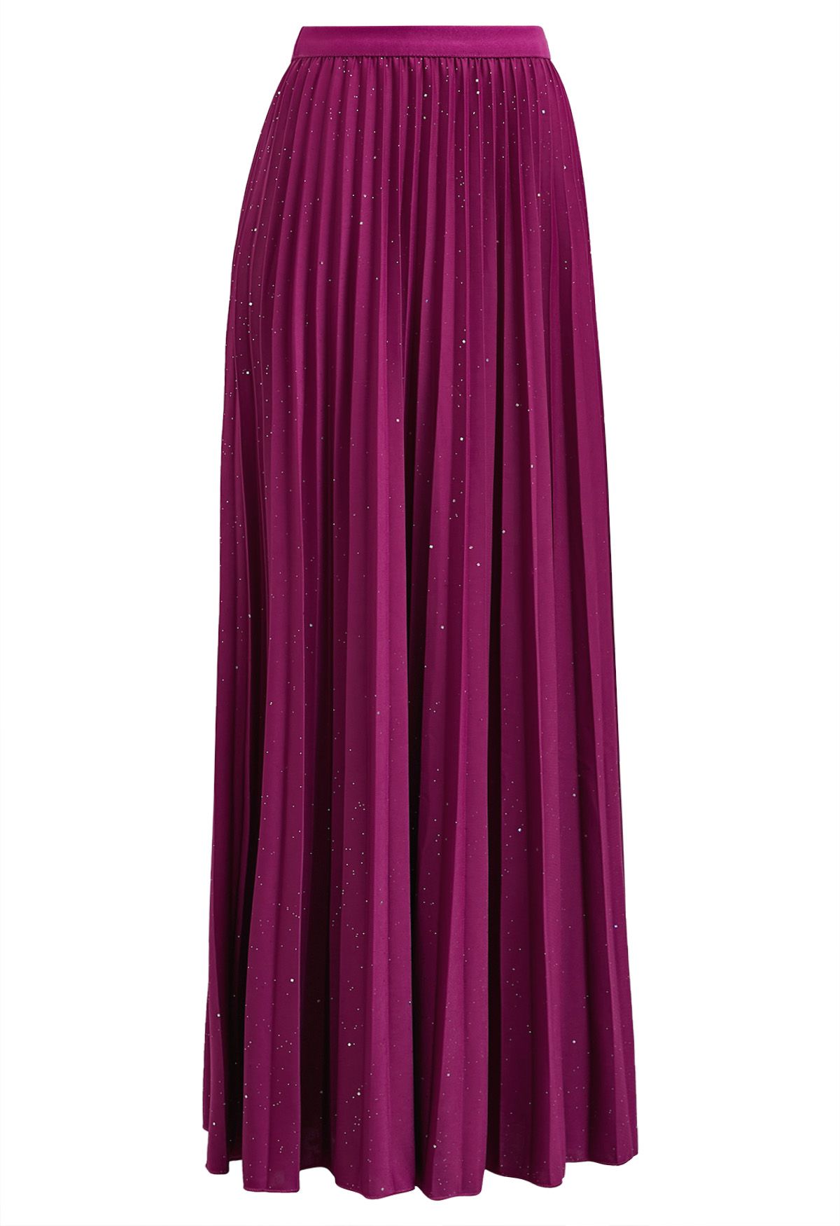 Twinkling Night Pleated Maxi Skirt in Magenta