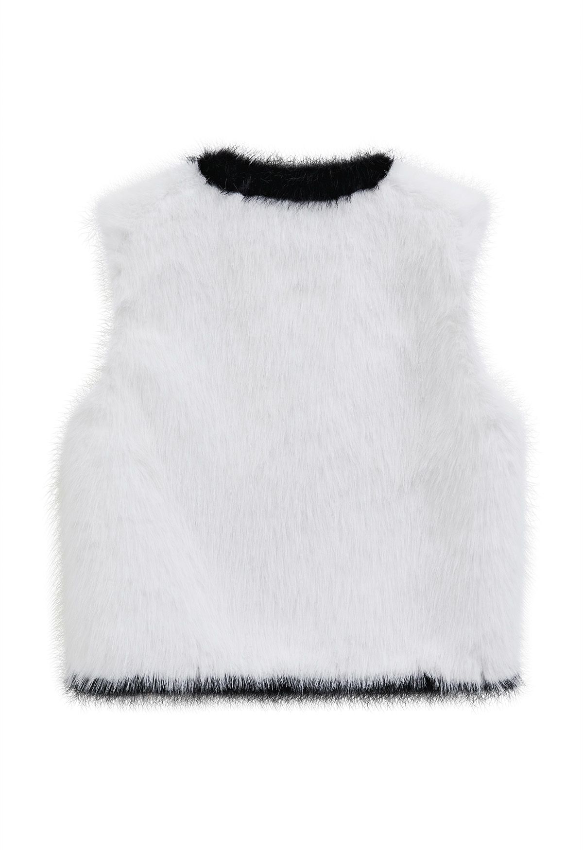 Contrast Color Faux Fur Vest in White