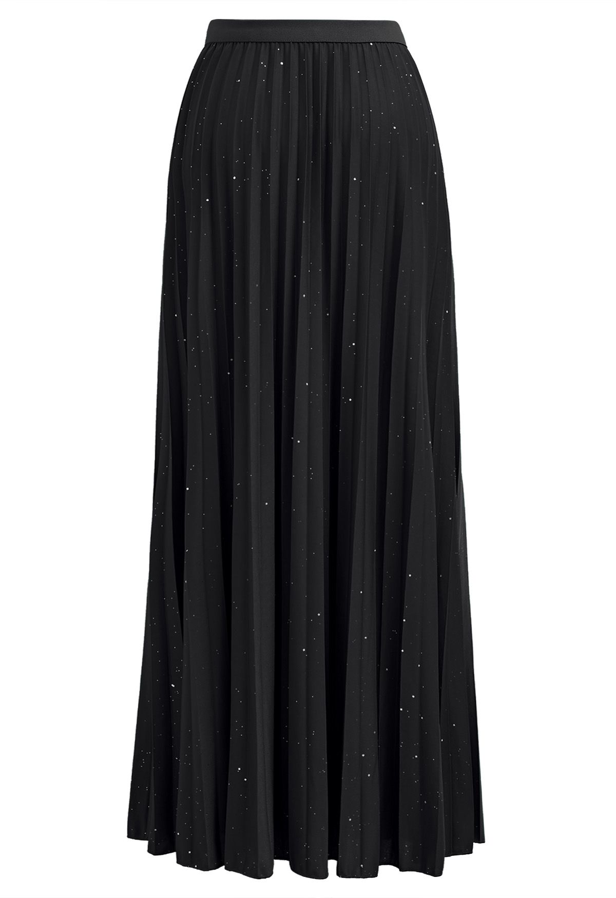 Twinkling Night Pleated Maxi Skirt in Black