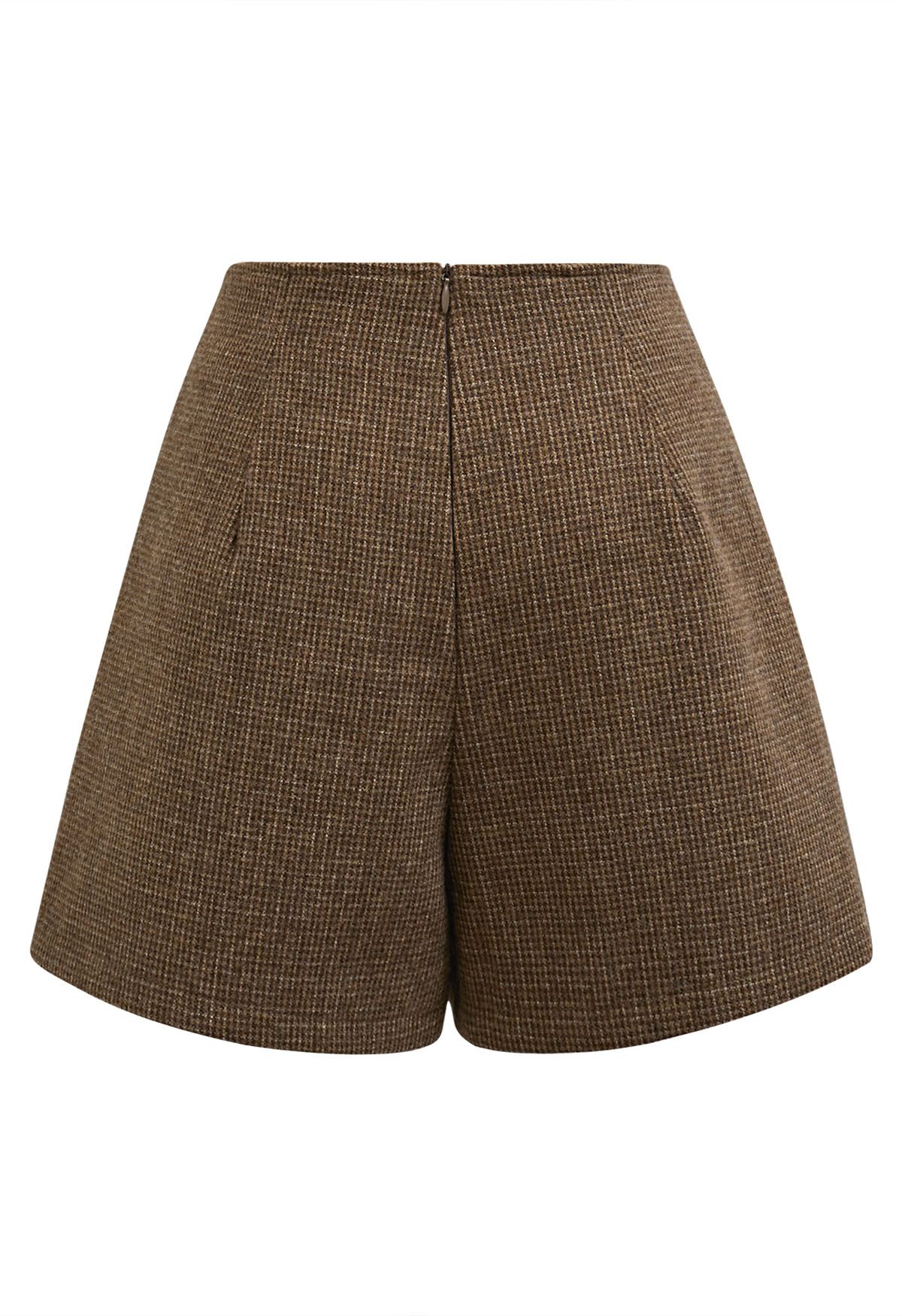 Houndstooth Fake Welt Pocket Flap Mini Skorts