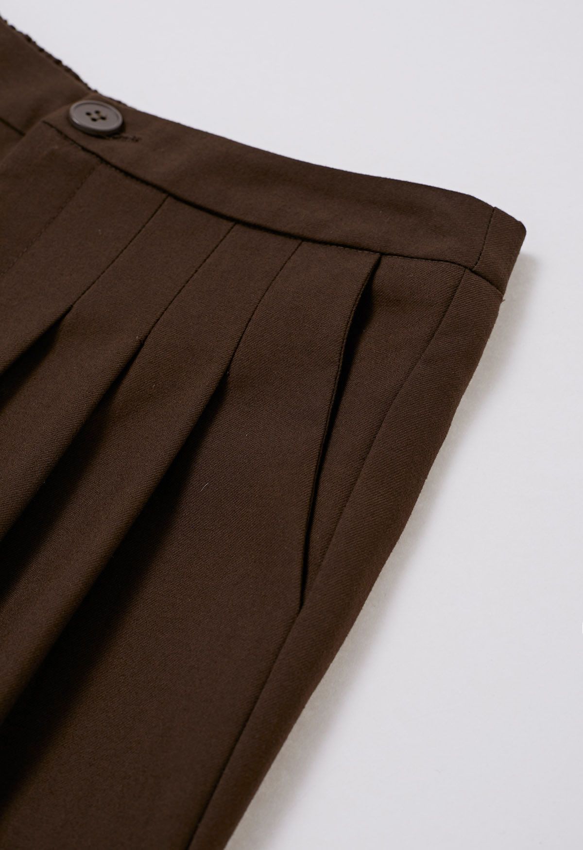 Modern Look Side Pocket Pleats Palazzo Pants in Brown