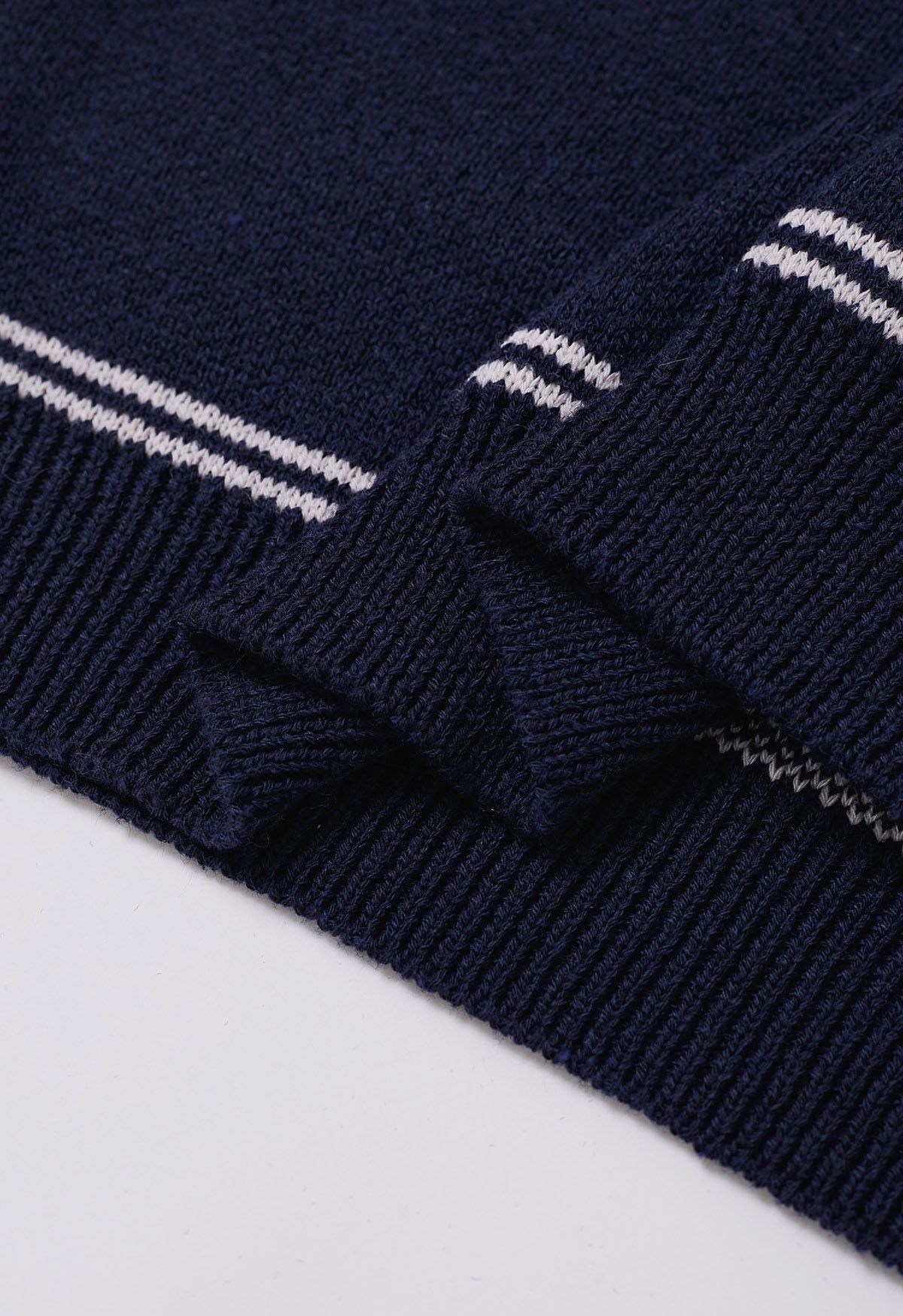 Newport Letter Crew Neck Oversized Knit Sweater in Navy