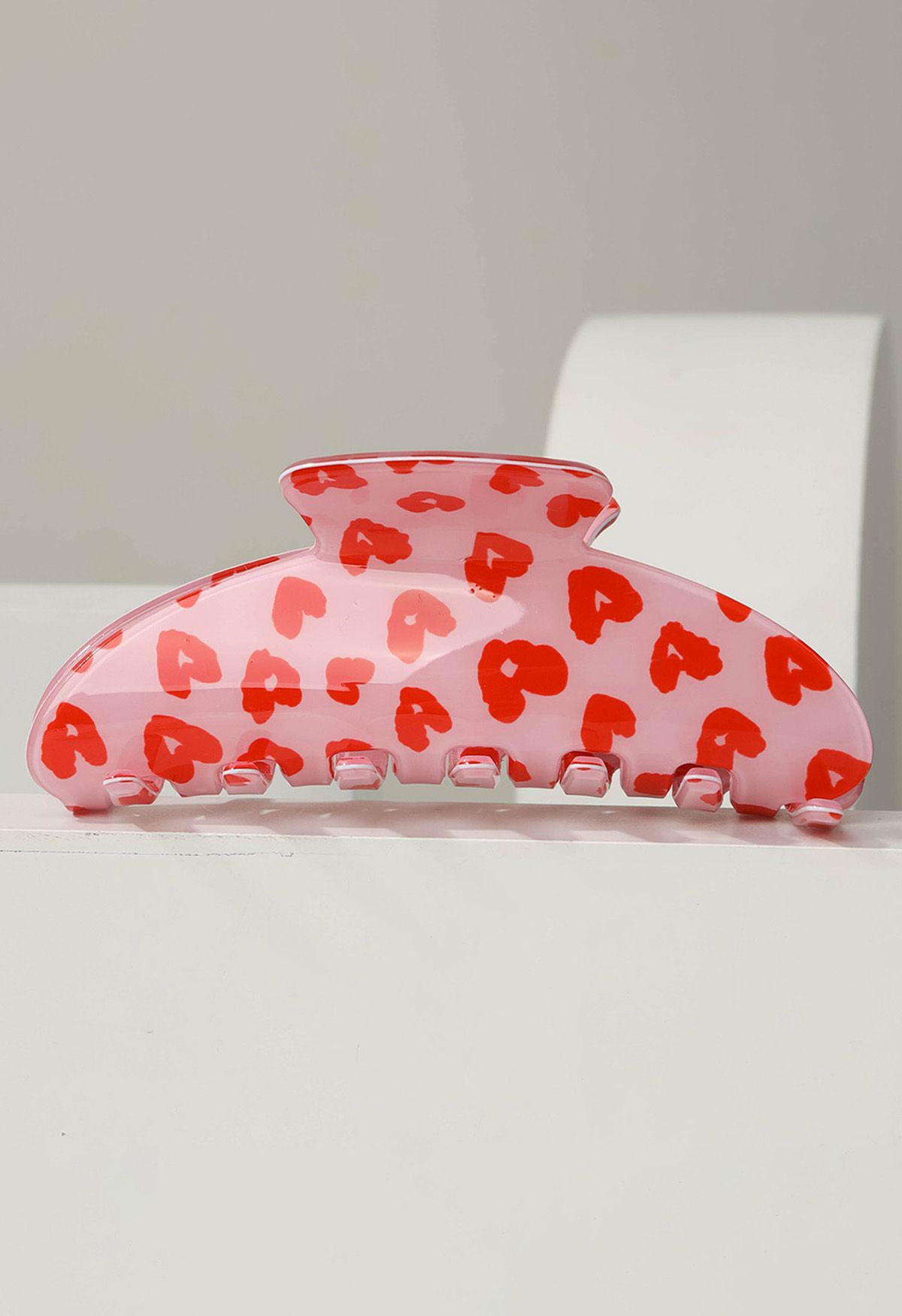 Red Heart Printed Acrylic Hair Claw