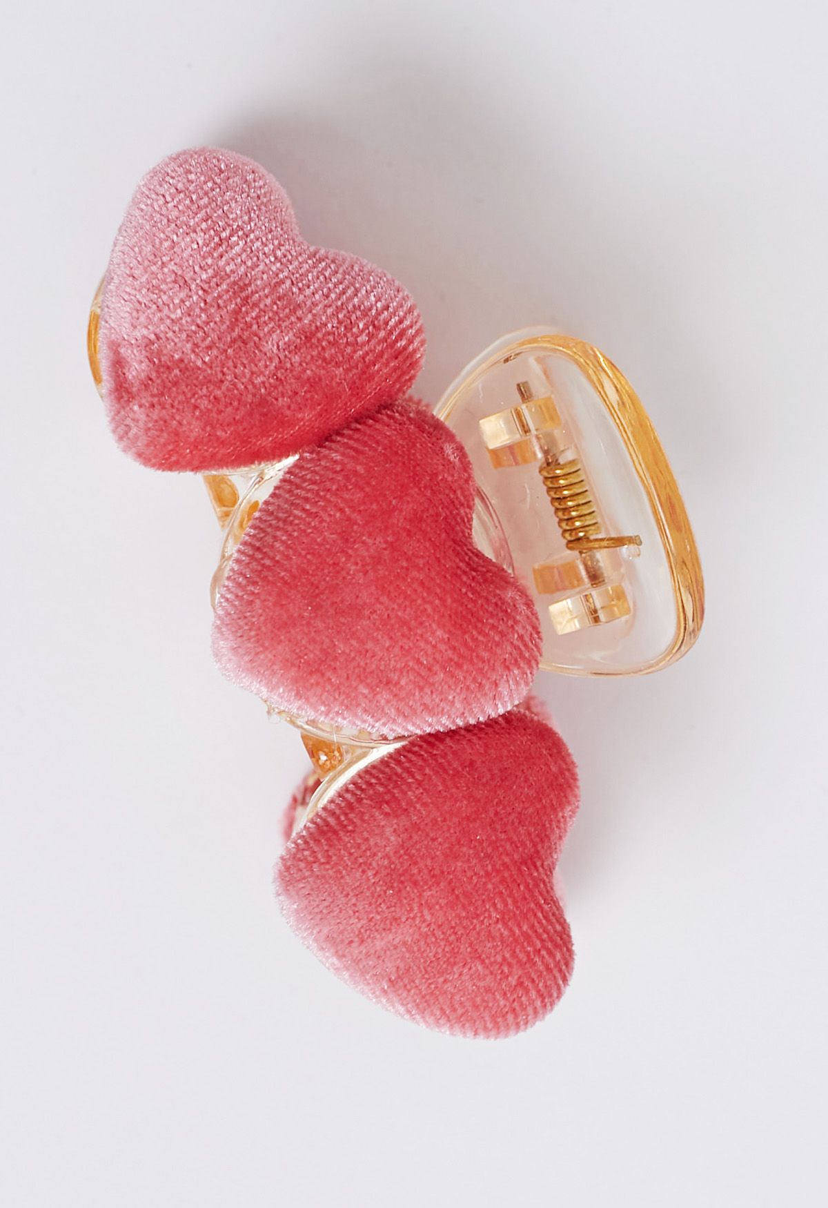 Velvet Heart Shape Hair Claw in Pink