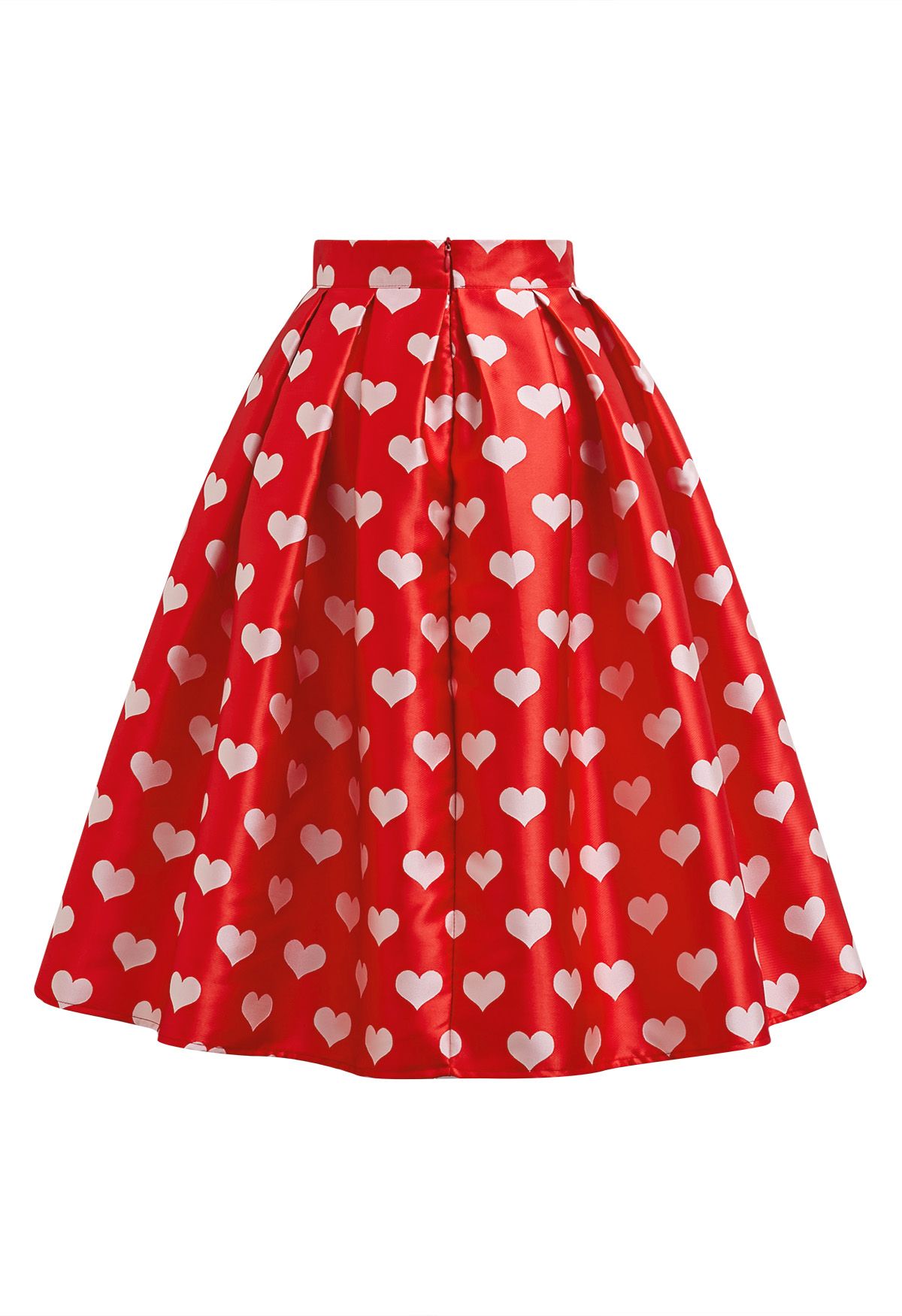 Affectionate Love Box Pleat Midi Skirt in Red