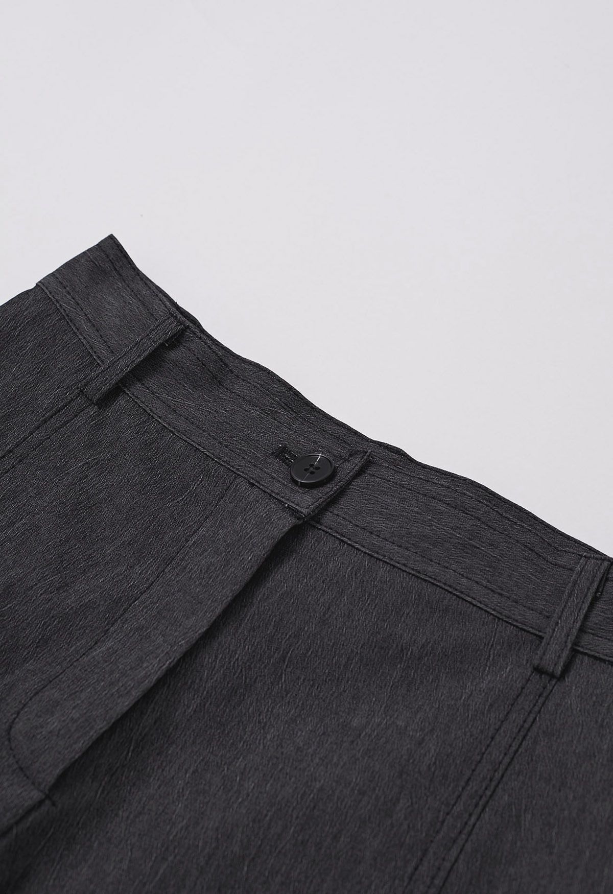 Side Patch Pockets Wide-Leg Pants in Smoke