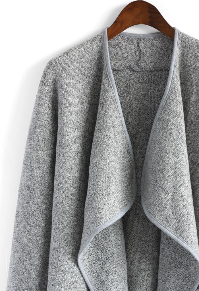 Just Knitted Open Coat in Grey