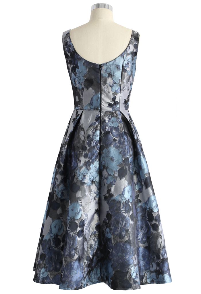 Floral Jacquard Sleeveless Midi Dress