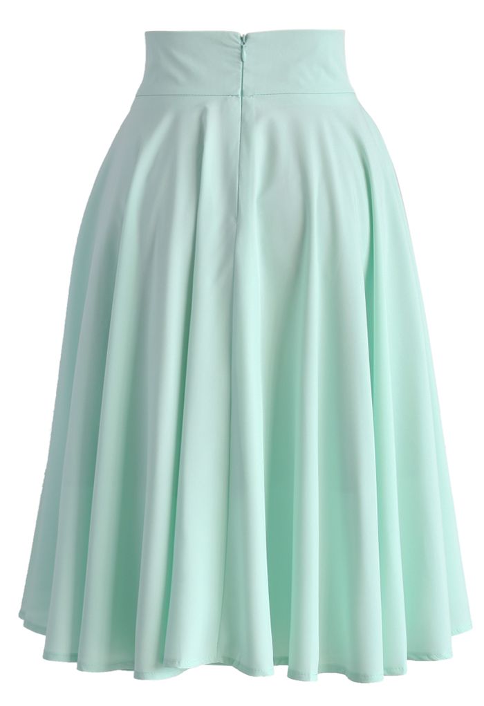 Creamy Pleated Midi Skirt in Mint 