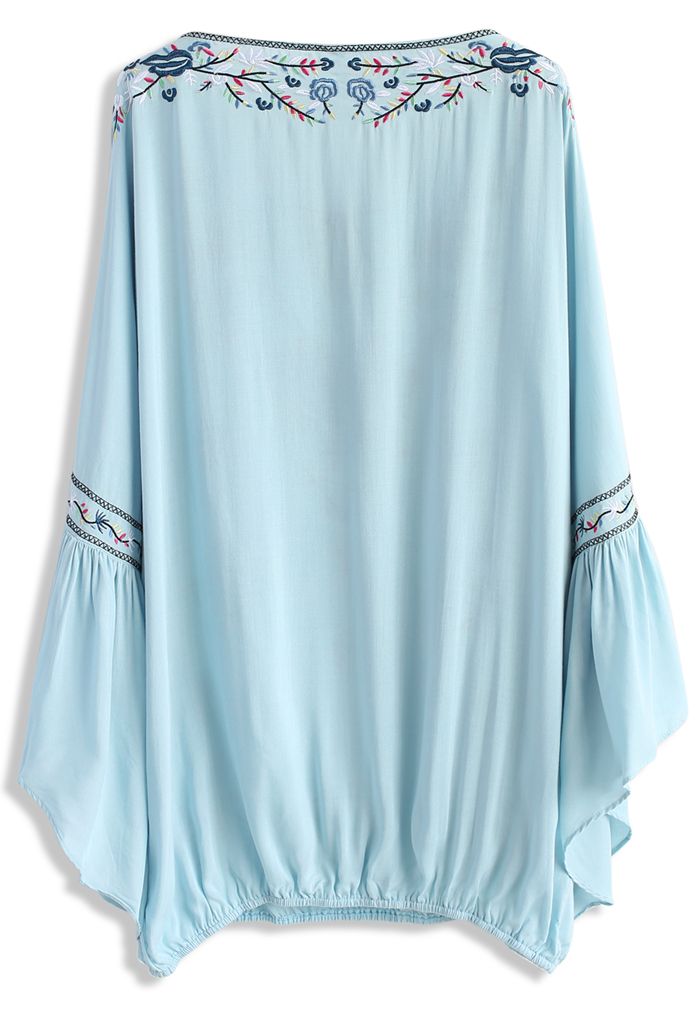 Festive Delight Embroidered Tunic in Baby Blue