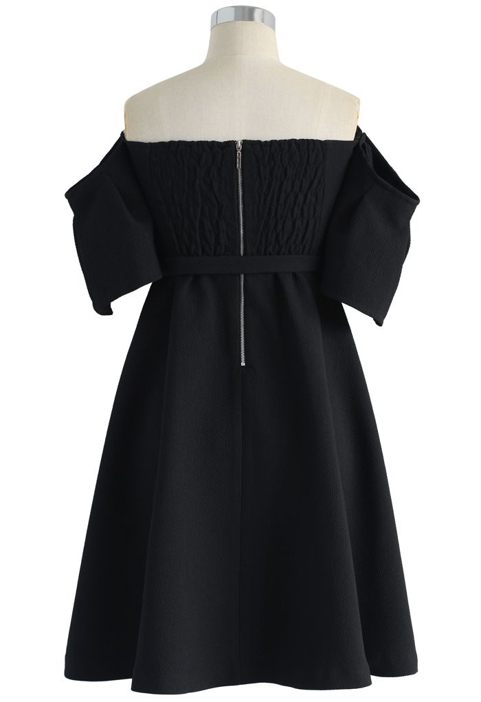 Classy Glitz Off-shoulder Dress in Black