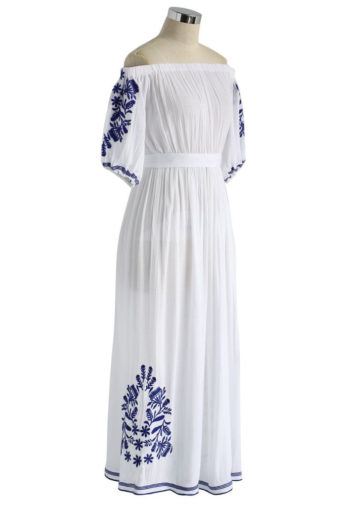 Boho Nymph Off-shoulder Maxi Dress in White