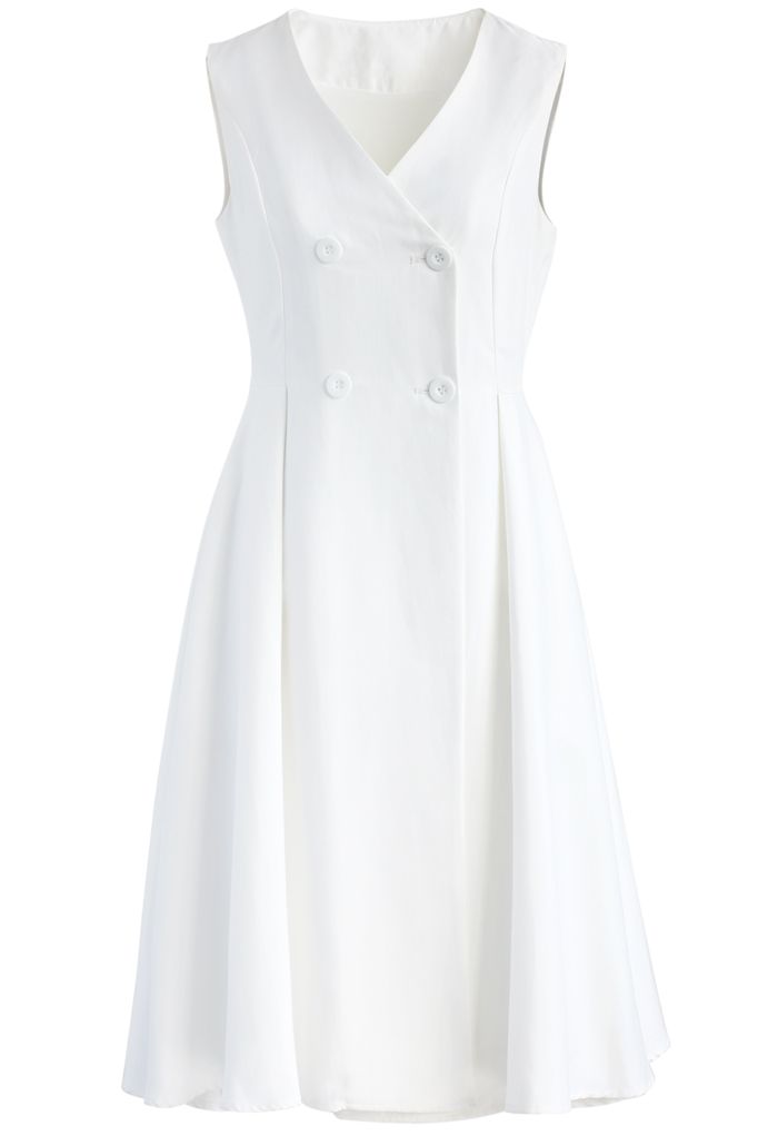 Concise Yet Charming Coat Dress in White  